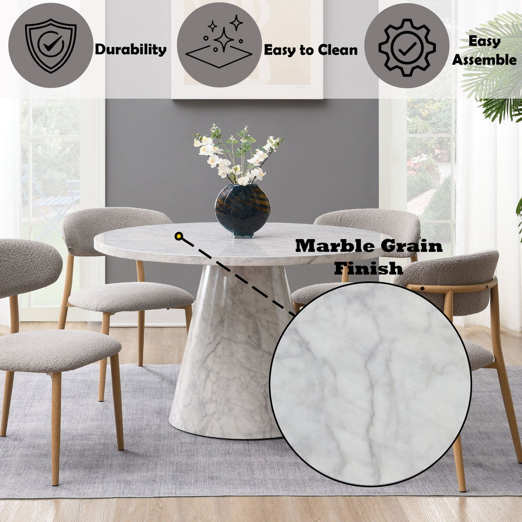 Kacey - Natural Engineered Stone Round Dining Table - Stone Gray by Unique Piece Furniture