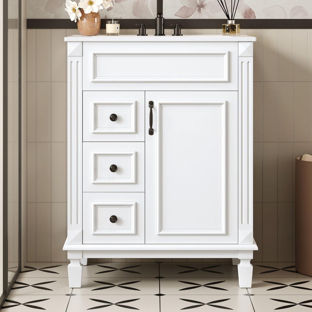 Bathroom Vanity With Sink, Compact Cabinet & 2 Drawers And Adjustable Shelf by Unique Piece Furniture