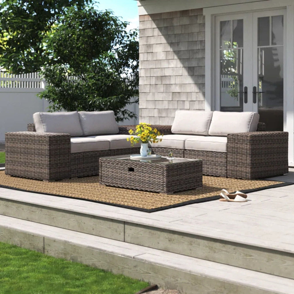 Modern Patio Rattan Sectional Set With Cushions by Unique Piece Furniture