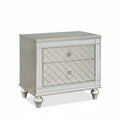 2 Drawer Nightstand With Diamond Patterned Fronts - Silver by Unique Piece Furniture