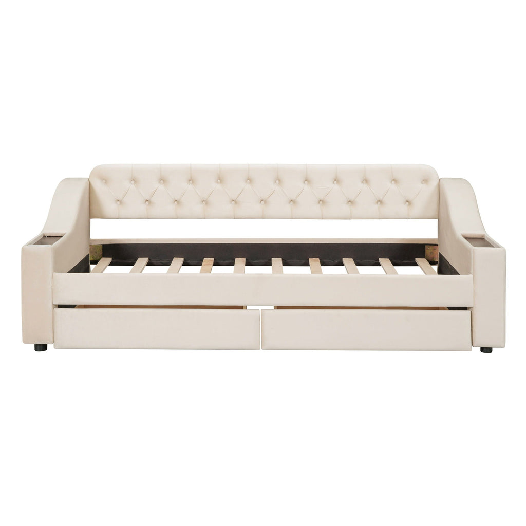 Upholstered Daybed With Storage Armrests And USB Port by Unique Piece Furniture