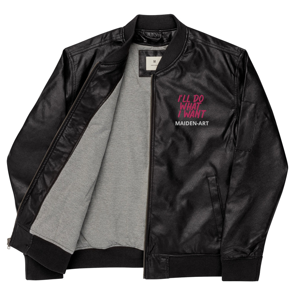 REBEL GIRL Leather Bomber Jacket by Pink Lucky