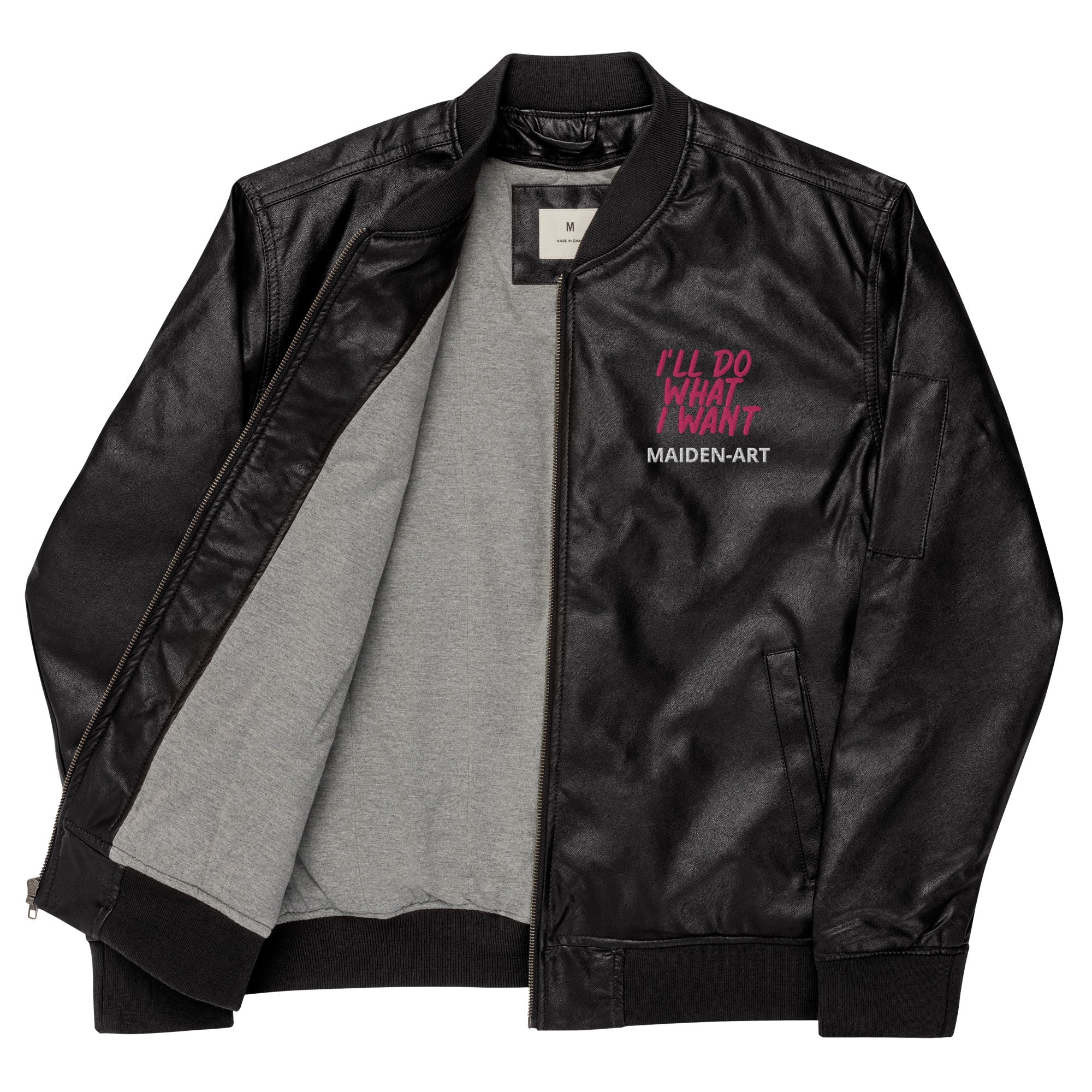 REBEL GIRL Leather Bomber Jacket by Pink Lucky