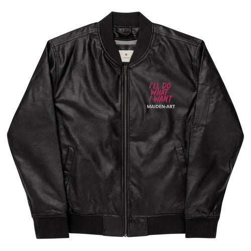 REBEL GIRL Leather Bomber Jacket by Pink Lucky