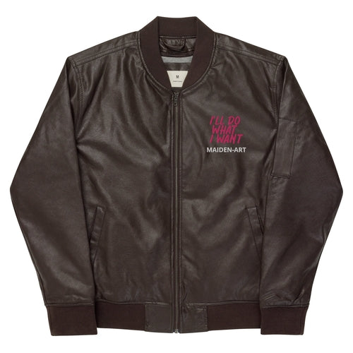 REBEL GIRL Leather Bomber Jacket by Pink Lucky