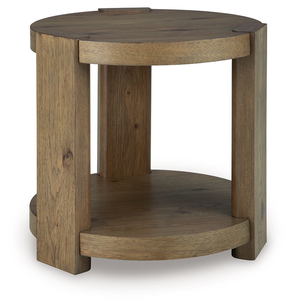 Flangren - Round End Table - Light Brown by Unique Piece Furniture