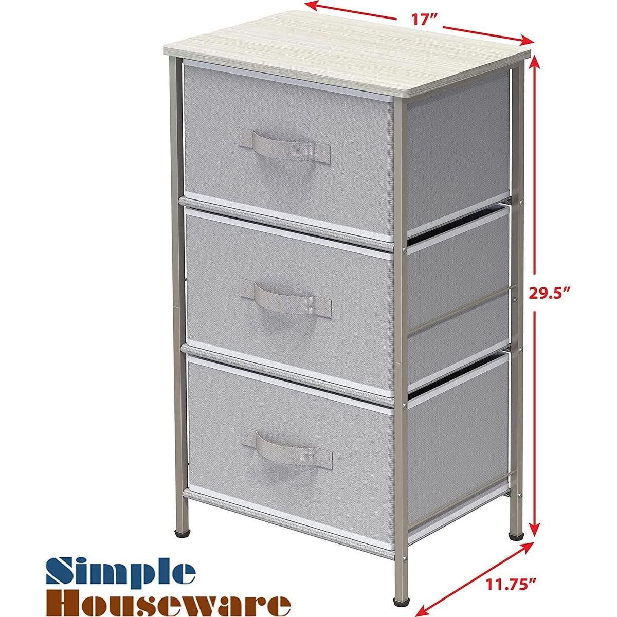 Three Tier Nightstand With Metal Frame And Black MDF Top by ShipItFurniture