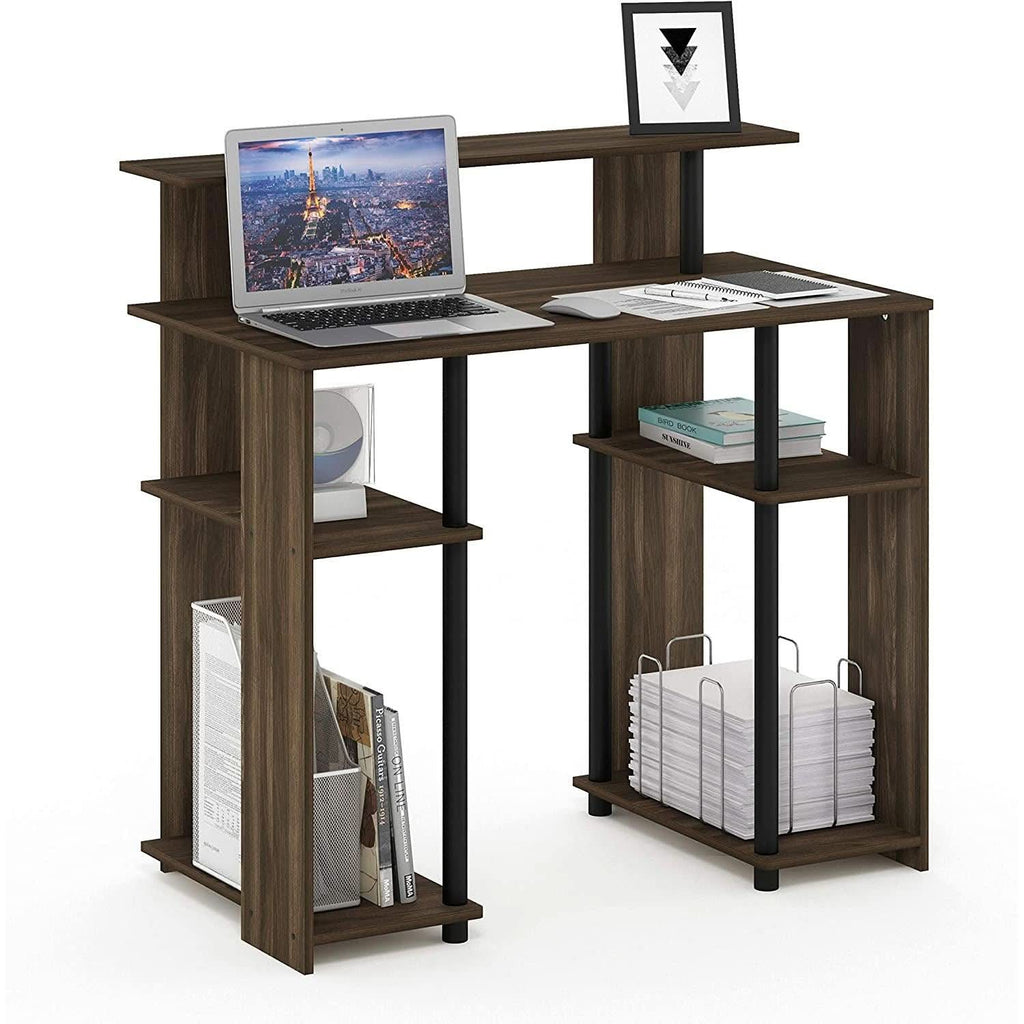 Walnut Black Writing Desk With Shelves And Printer by ShipItFurniture