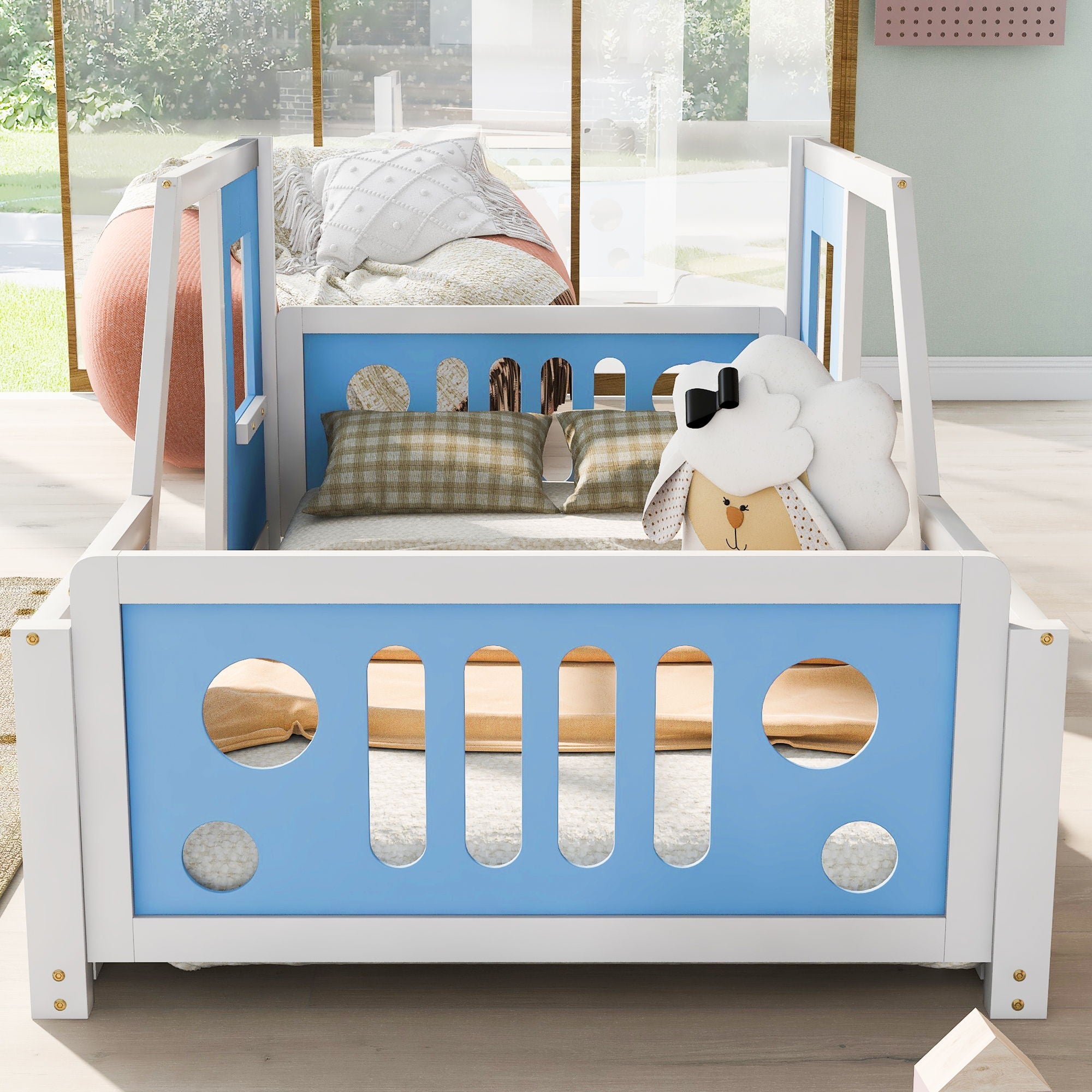 Classic Car Shaped Platform Bed With Wheels by Unique Piece Furniture