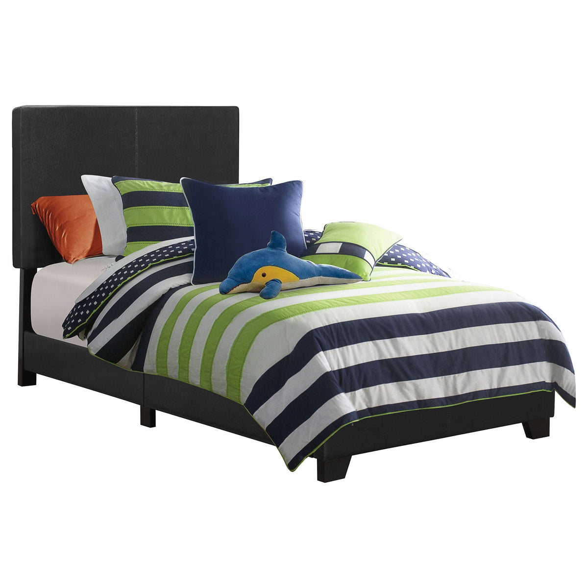 Dorian Faux Leather Upholstered Twin Panel Bed Black by Unique Piece Furniture
