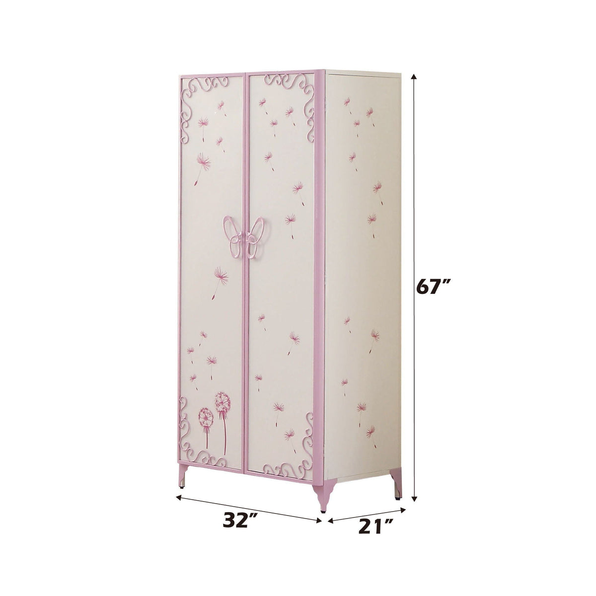 Priya II - Synthetic Leather Purple Wardrobe - Purple / White by Unique Piece Furniture