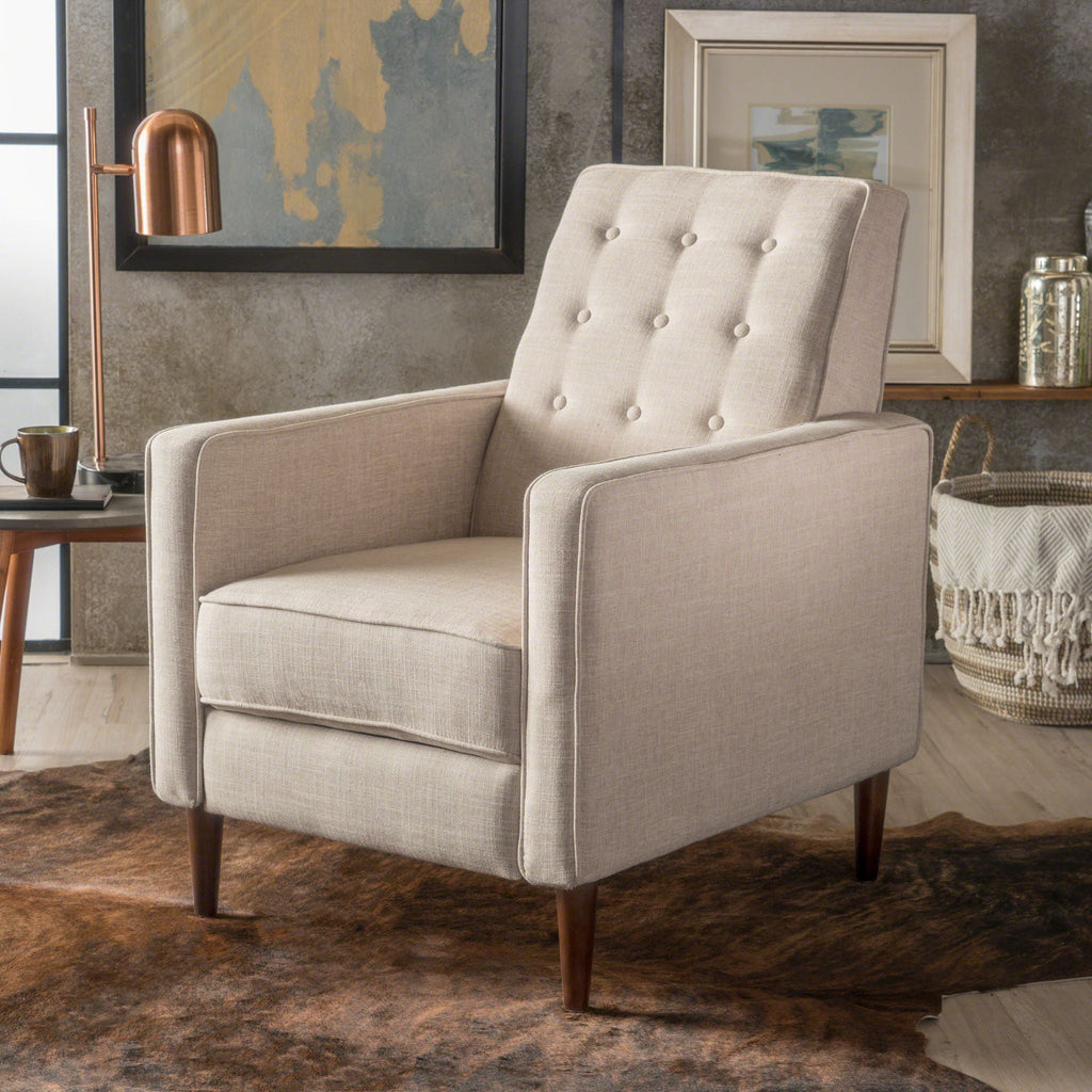 Mid-Century Modern Recliner With Button Tufted Waffle Stitch by Unique Piece Furniture