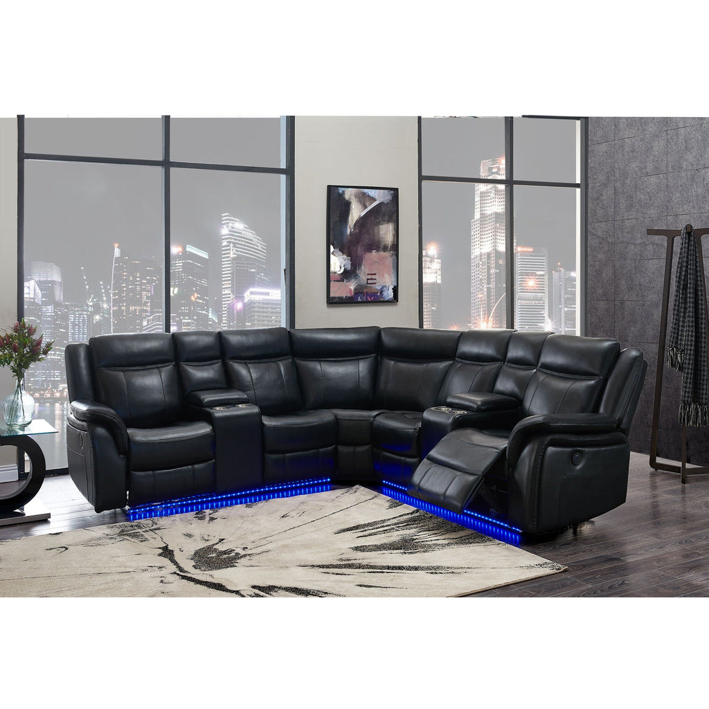 Jupiter - Leather Sectional - Black by Unique Piece Furniture