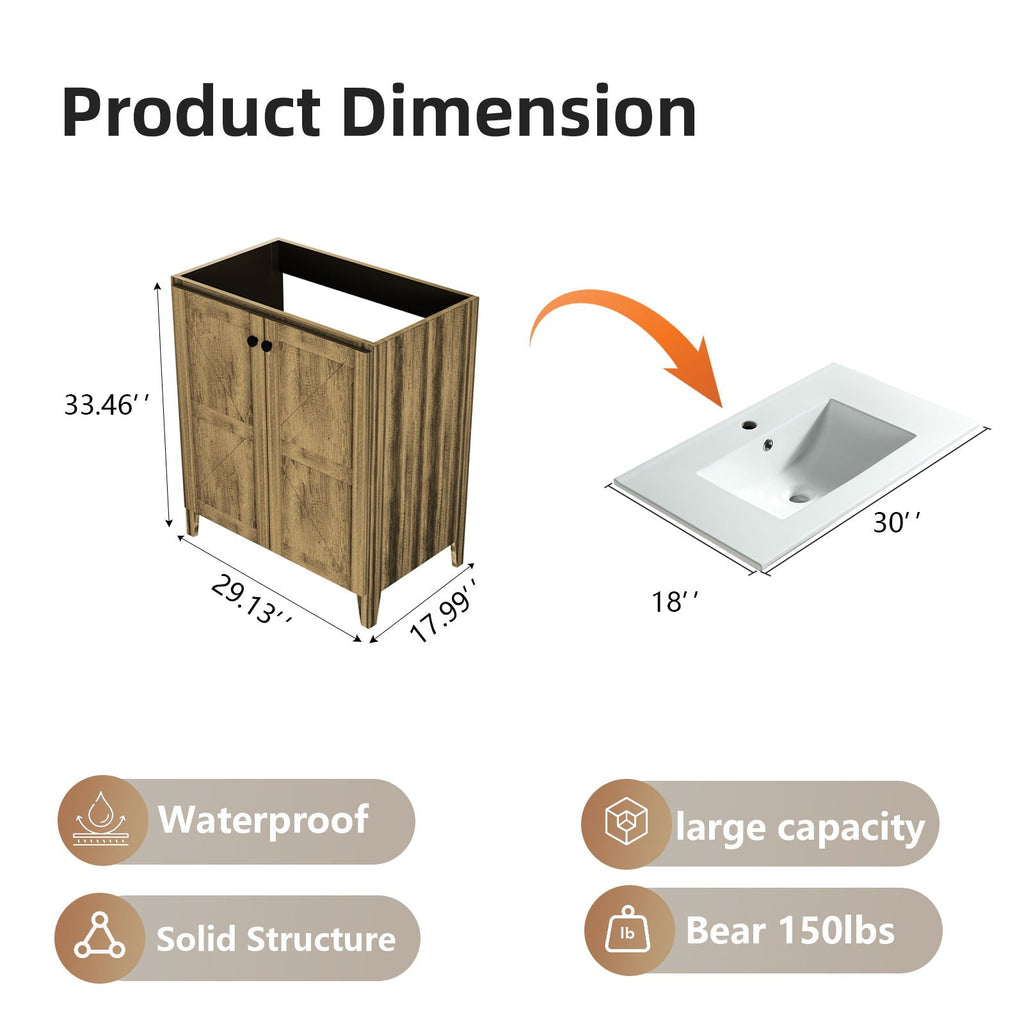 Folding Floor Cabinet With Ceramic Sink, Space Saving by Unique Piece Furniture