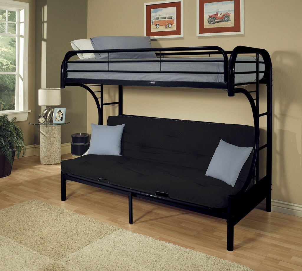 Eclipse - Twin Long Queen Futon Bunk Bed - Black by Unique Piece Furniture