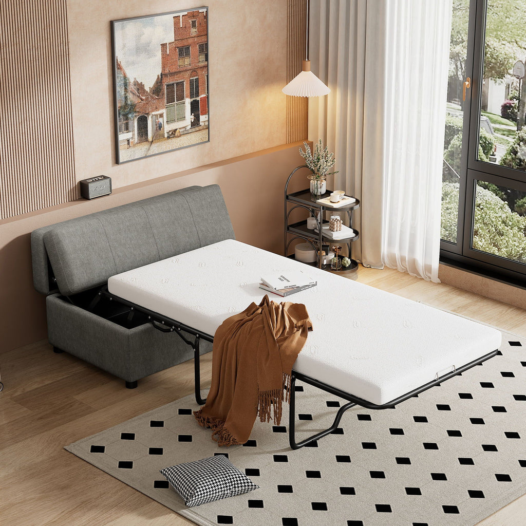Twin Size Folding Ottoman Sleeper Bed With Mattress Convertible Guest Bed by Unique Piece Furniture