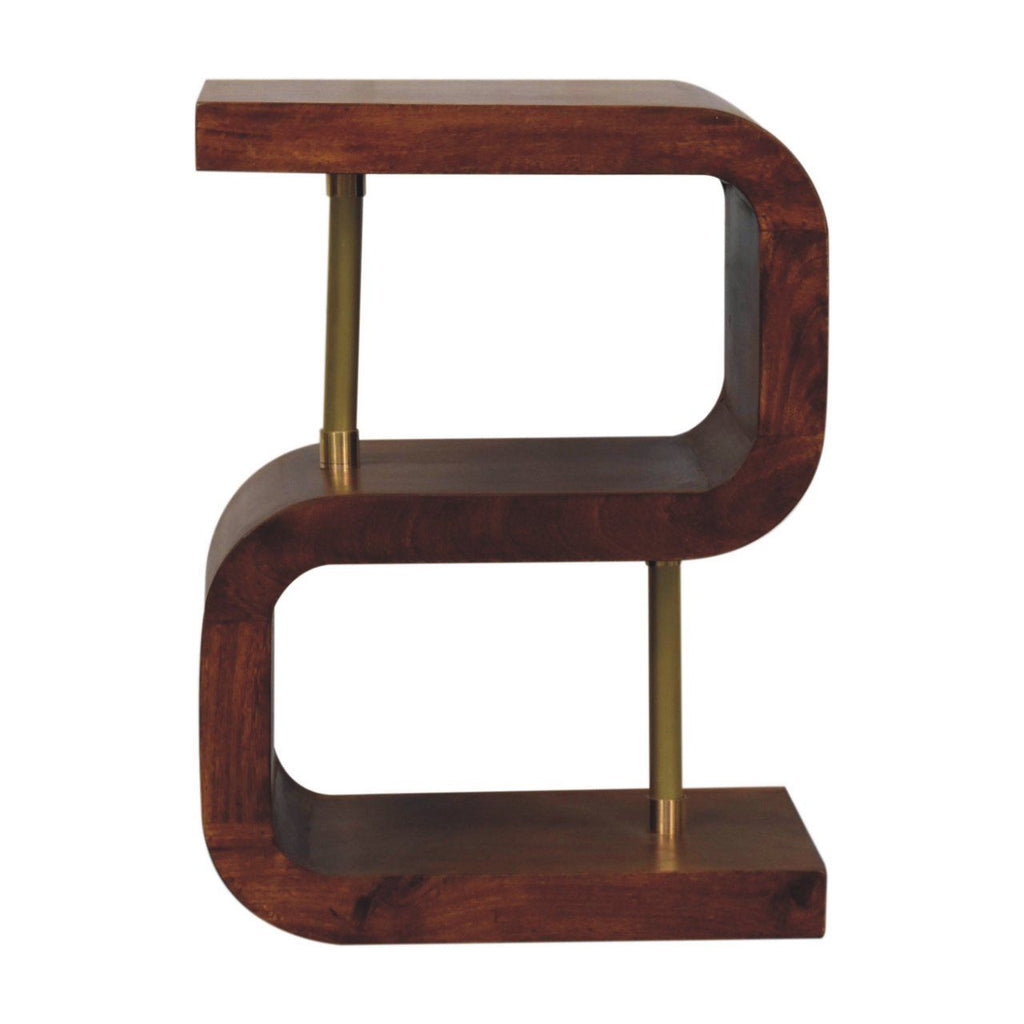 S Curve Brass Bedside Table - Dark Brown by Unique Piece Furniture