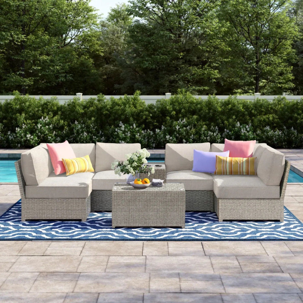 Comfortable Modern Patio Rattan Sectional Set With Cushions by Unique Piece Furniture
