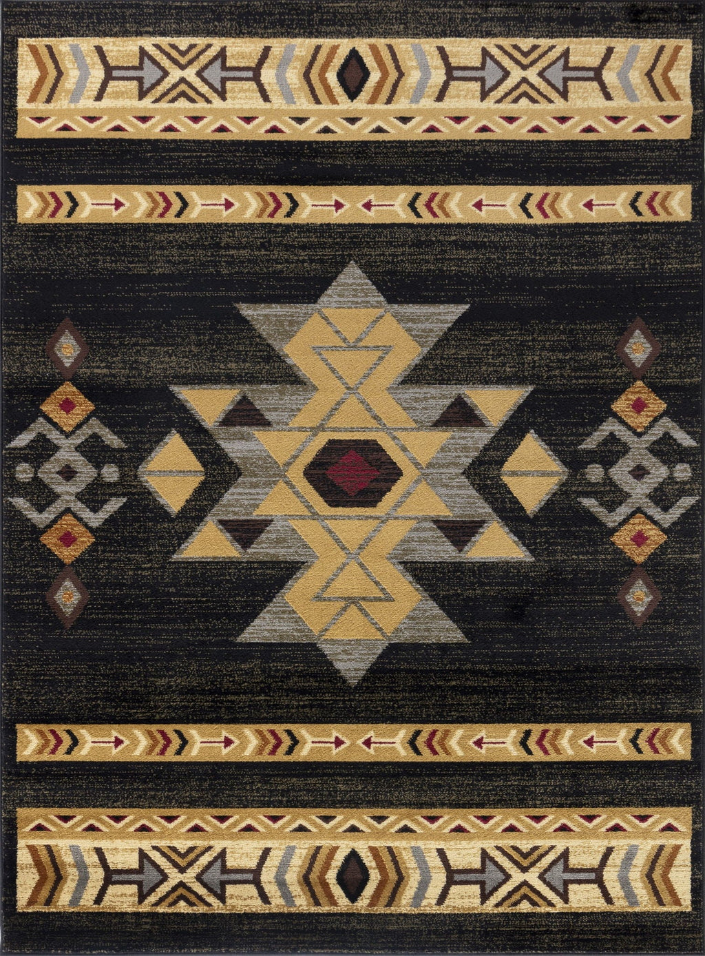 Tribes - 5'3" X 7'3" Southwest Area Rug - Black by Unique Piece Furniture