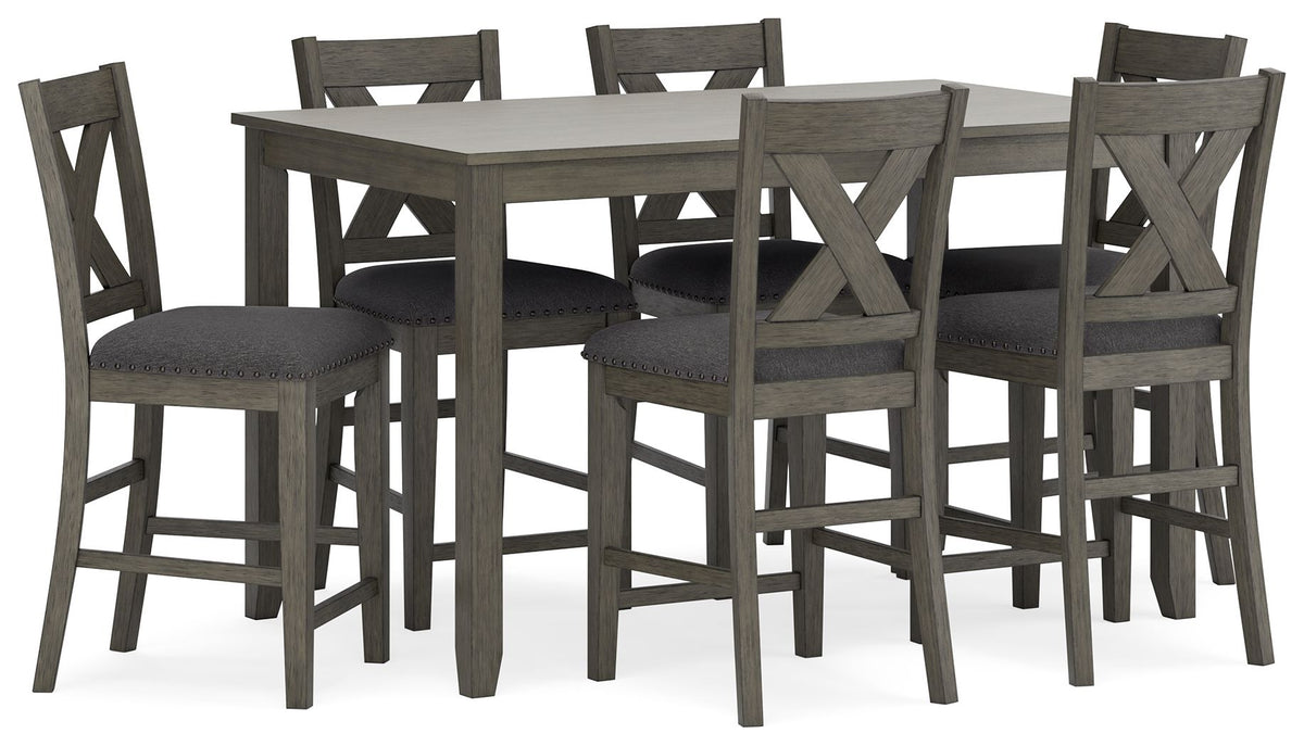 Caitbrook - Rect Drm Counter Table Set (Set of 7) - Gray by Unique Piece Furniture