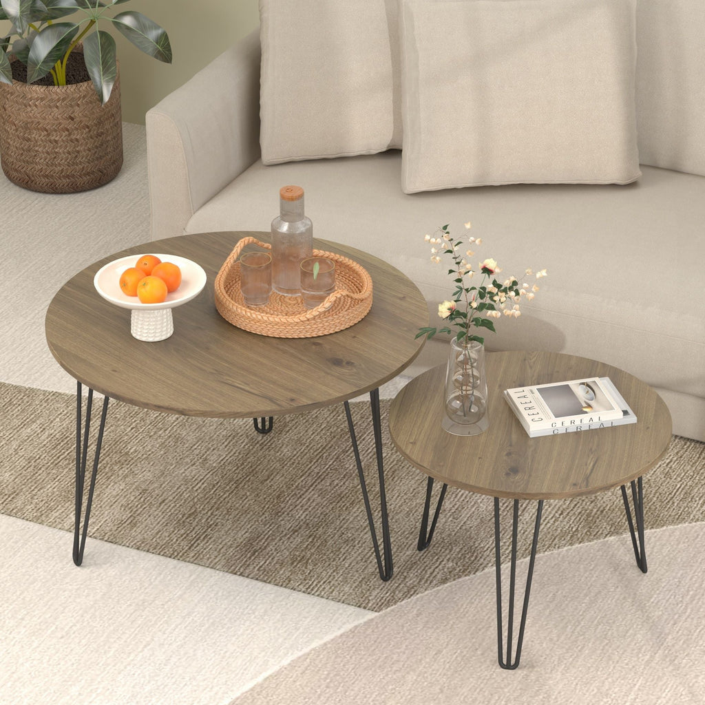 Round Nesting Coffee Table For Living Room (Set of 2) by Unique Piece Furniture