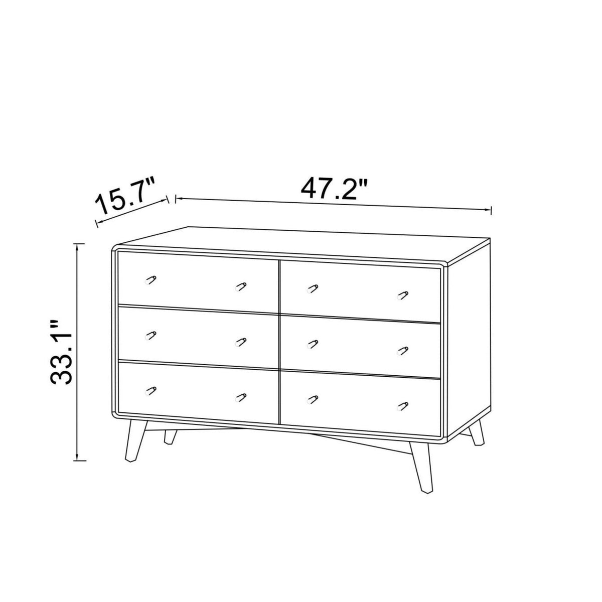Dresser 6 Drawer - Dark Brown / White by Unique Piece Furniture