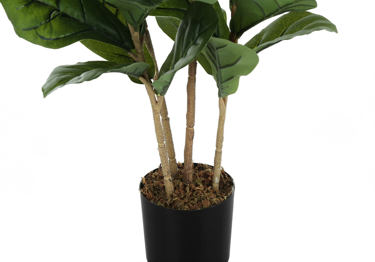 41" Tall, Artificial Plant, Fiddle Tree, Indoor, Faux, Fake, Floor, Greenery, Potted, Real Touch, Decorative - Green / Black by Unique Piece Furniture