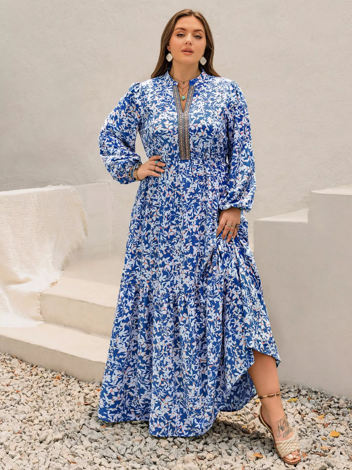 Plus Size Floral Print Bohemian Maxi Dress by Simply Love