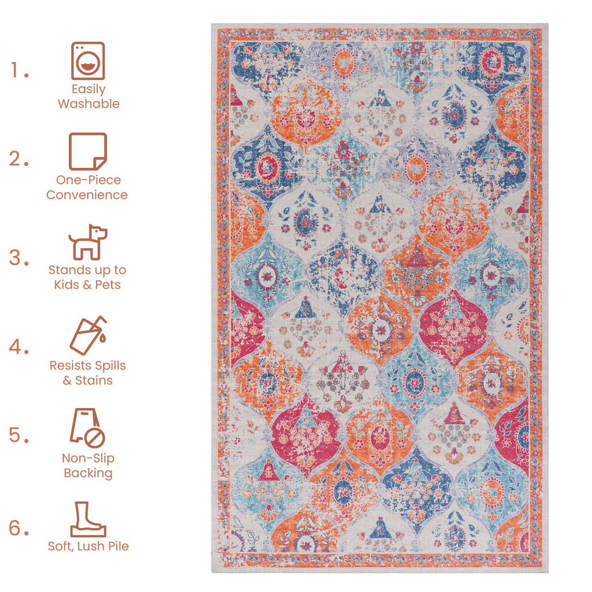 Maval - Stunning Washable Area Rug by Unique Piece Furniture