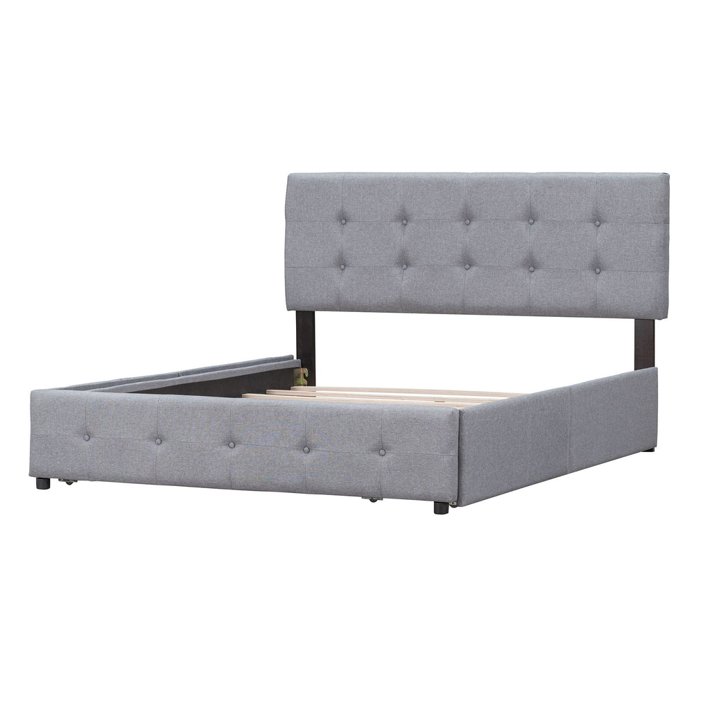 Upholstered Platform Bed With Classic Headboard And Drawers, No Box Spring Needed by Unique Piece Furniture
