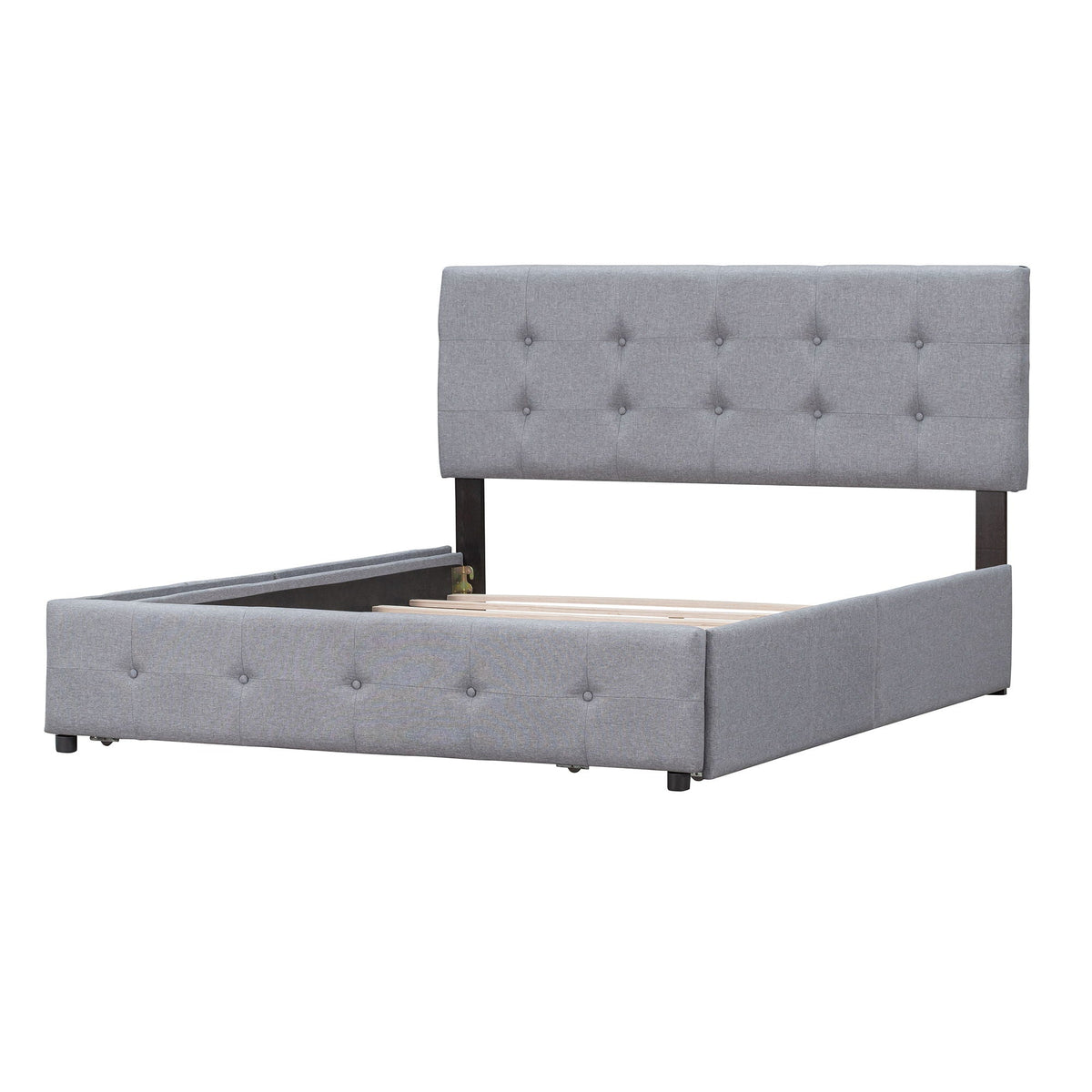 Upholstered Platform Bed With Classic Headboard And Drawers, No Box Spring Needed by Unique Piece Furniture