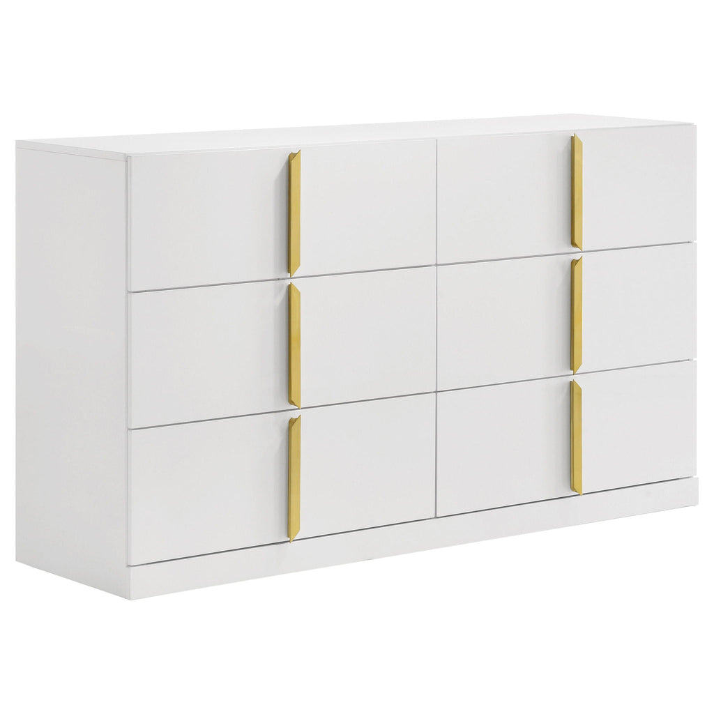 Ines 5-piece Queen Bedroom Set Navy and White High Gloss by Unique Piece Furniture