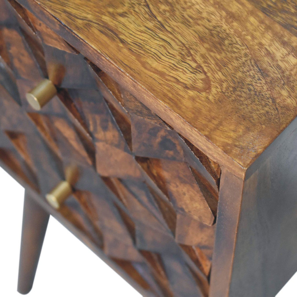 Mini Cube Carved 2 Drawer Nightstand by Unique Piece Furniture
