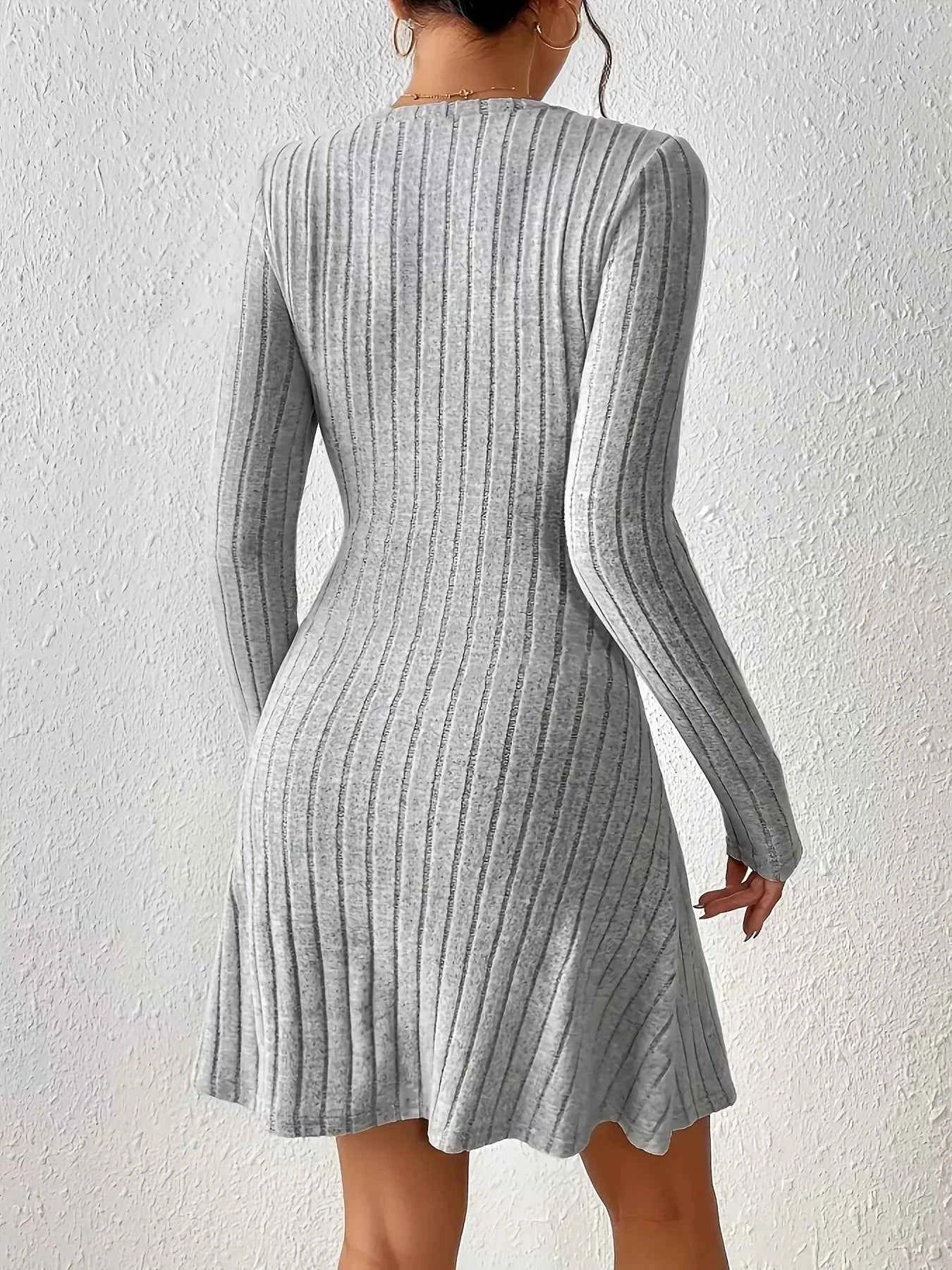 Ribbed Knit Tie Waist Long Sleeve Casual Dress by Wild and Free Boutique