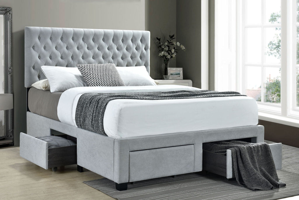 Soledad Upholstered Full Storage Panel Bed Light Grey by Unique Piece Furniture