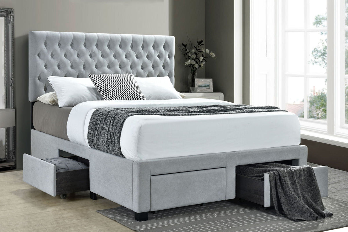 Soledad Upholstered Full Storage Panel Bed Light Grey by Unique Piece Furniture