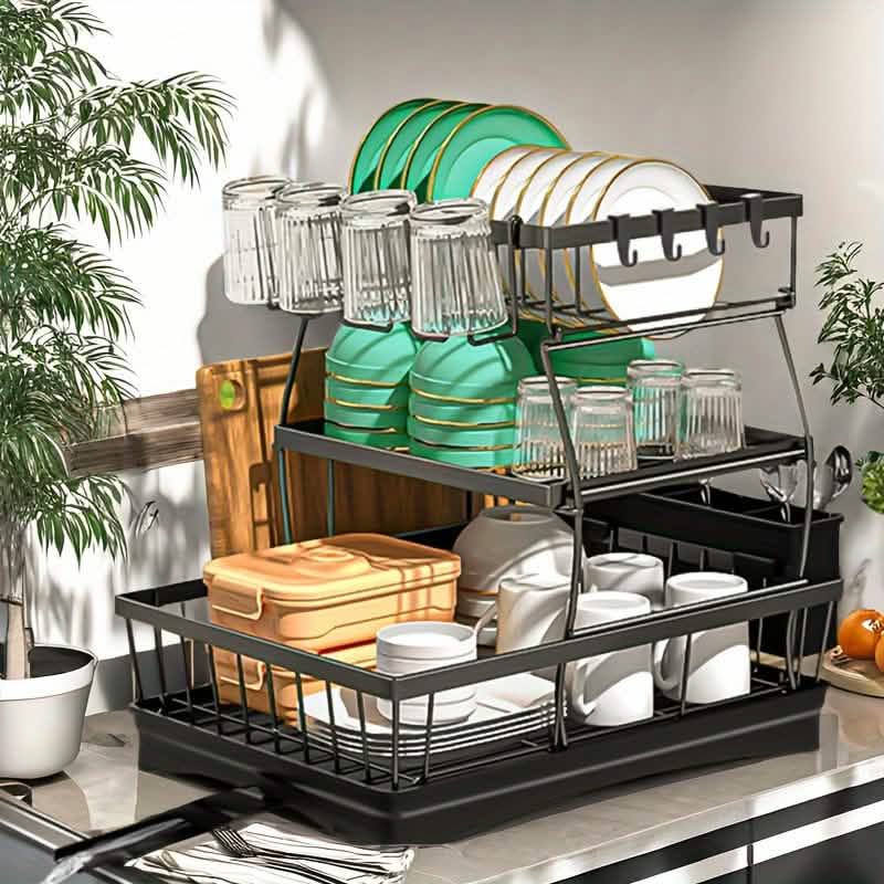 Black Metal Dish Rack – 2-Layer / 3-Layer by DailySale