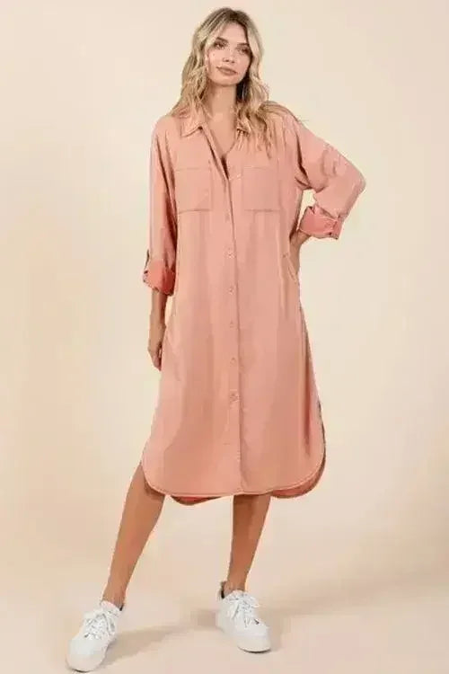 Mittoshop Button Down Long Sleeve Shirt Dress by Femstylo