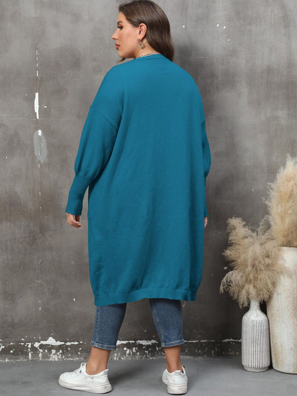 Plus Size Long Sleeve Pocketed Cardigan by Wild and Free Boutique