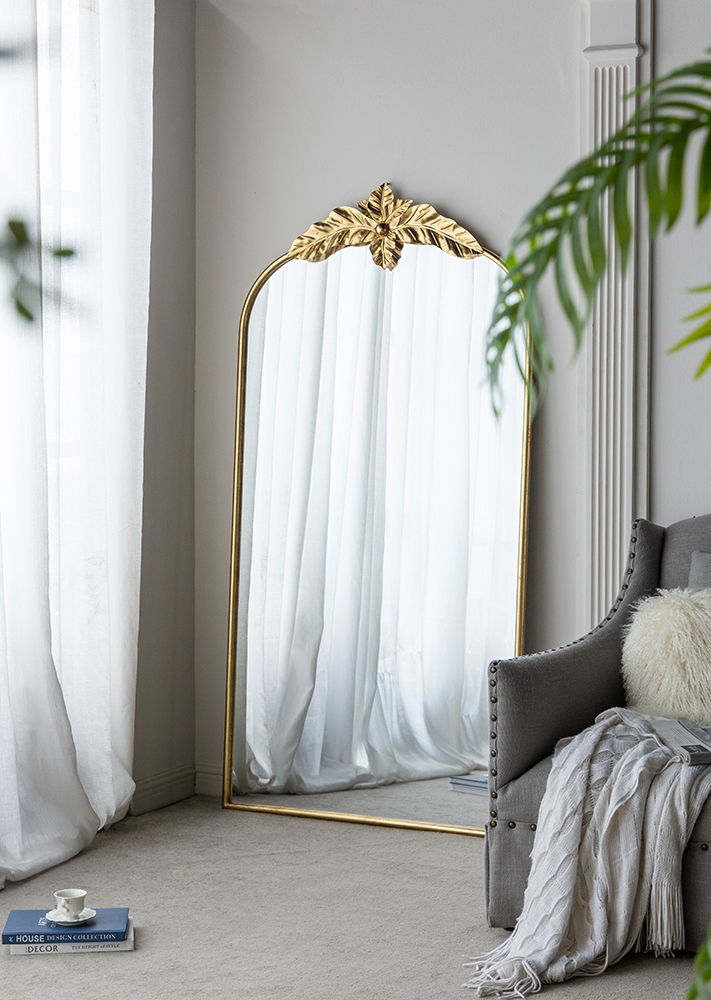 Arched Wall Mirror With Metal Frame, Wall Mirror For Living Room by Unique Piece Furniture