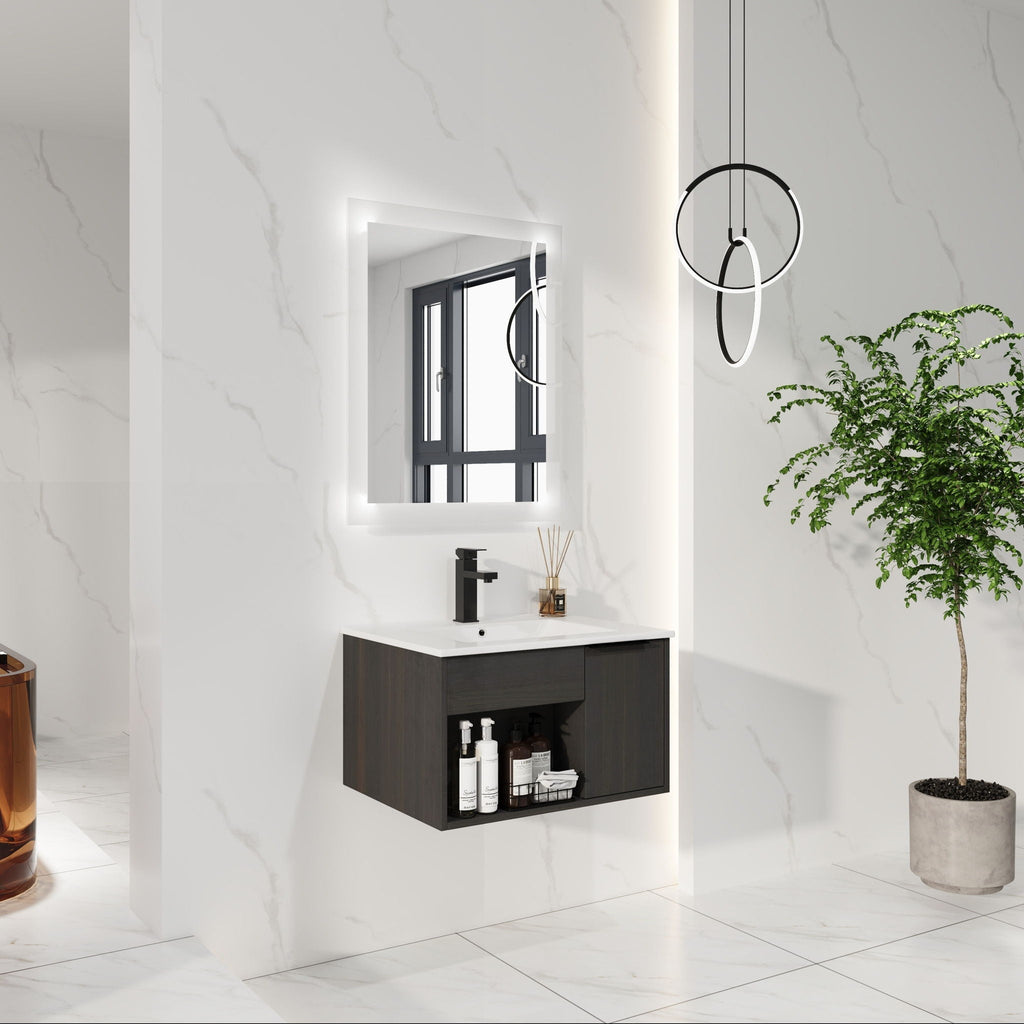 Wall Mounted Floating Bathroom Vanity With Open Shelf & Soft Close Door by Unique Piece Furniture