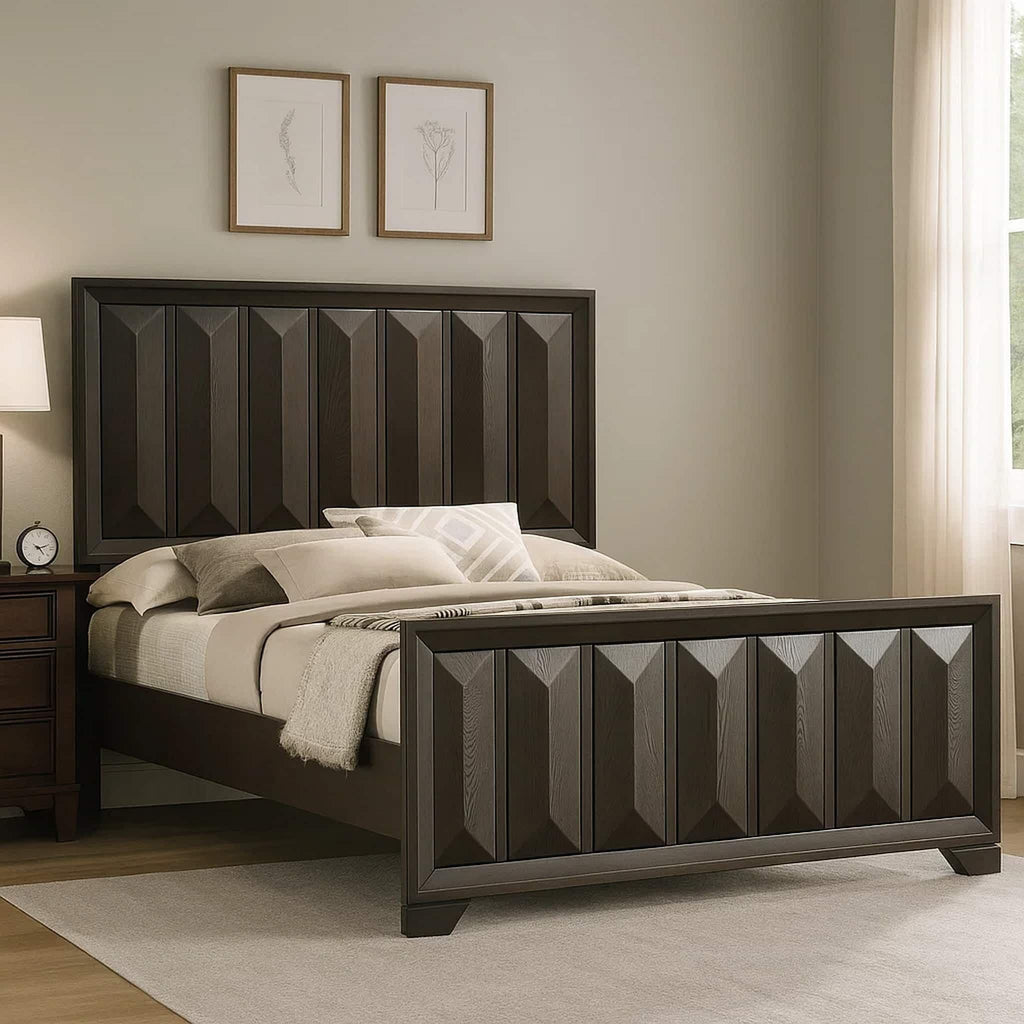 Modern Bed Panel Headboard With Vertical Faceted Design by Unique Piece Furniture