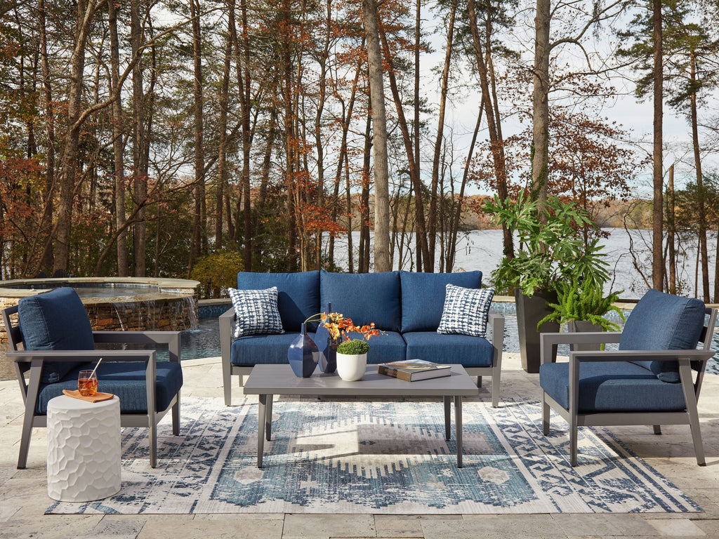 Gali - Sofa / Chairs / Table Set (Set of 4) - Gray / Blue by Unique Piece Furniture