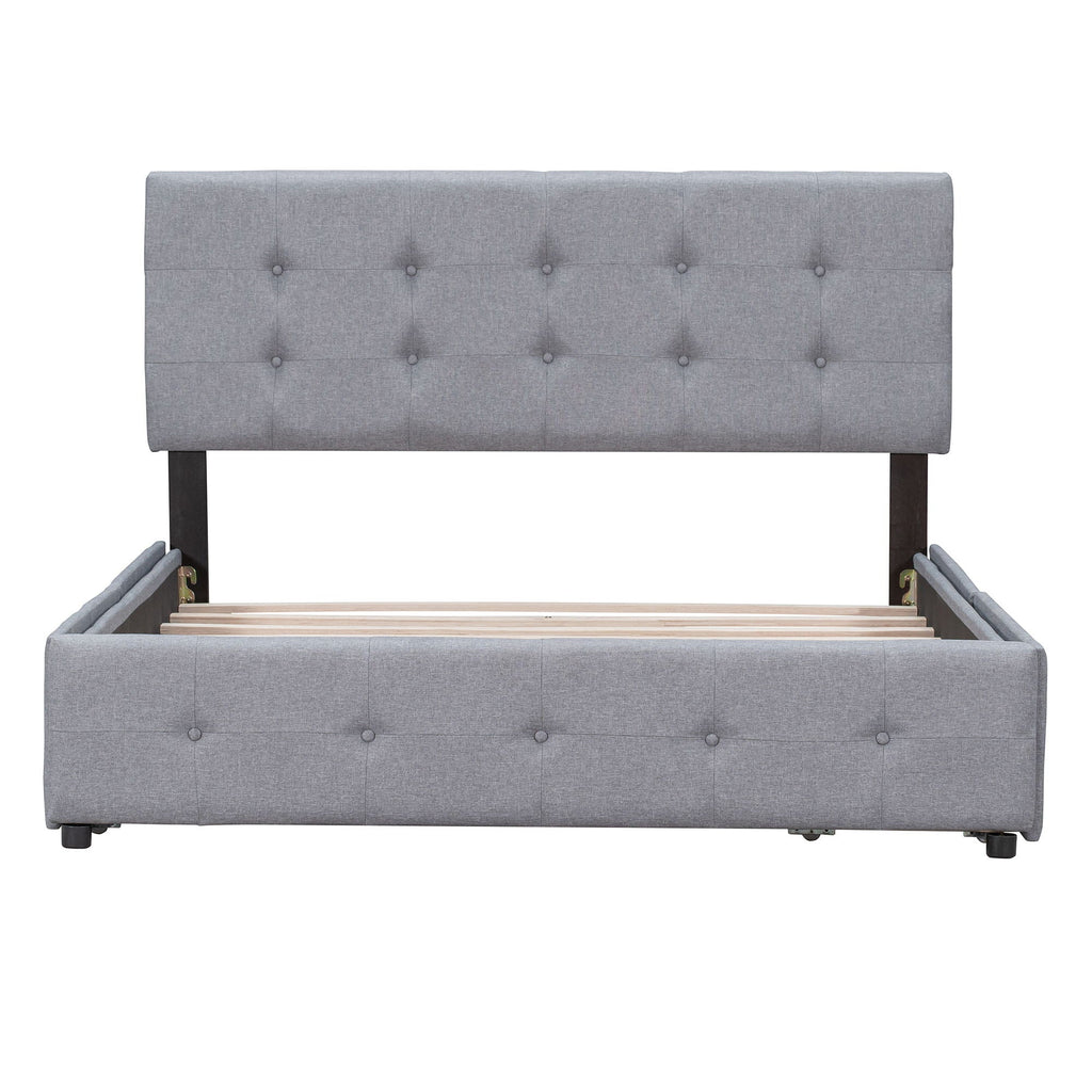 Upholstered Platform Bed With Classic Headboard And Drawers, No Box Spring Needed by Unique Piece Furniture