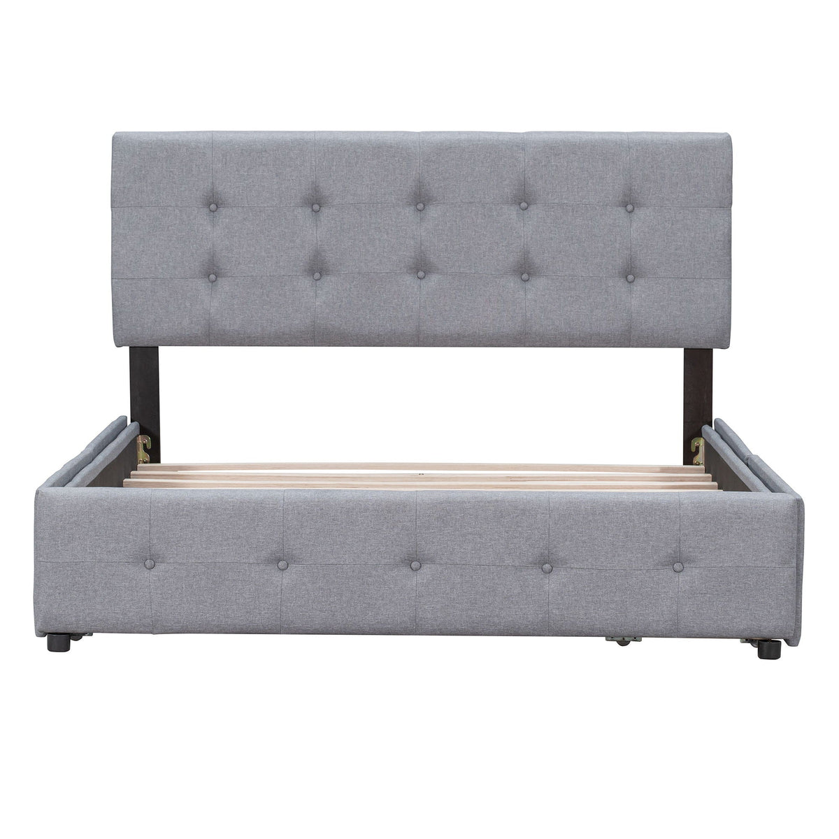 Upholstered Platform Bed With Classic Headboard And Drawers, No Box Spring Needed by Unique Piece Furniture