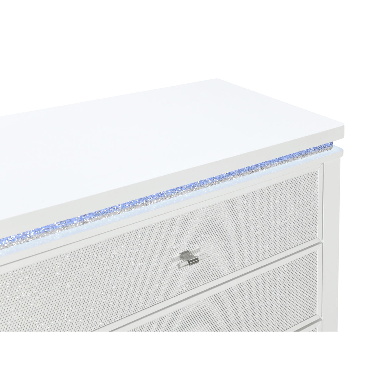 Adalid - Nightstand With Glittered Drawer Front And LED Lighting - White by Unique Piece Furniture