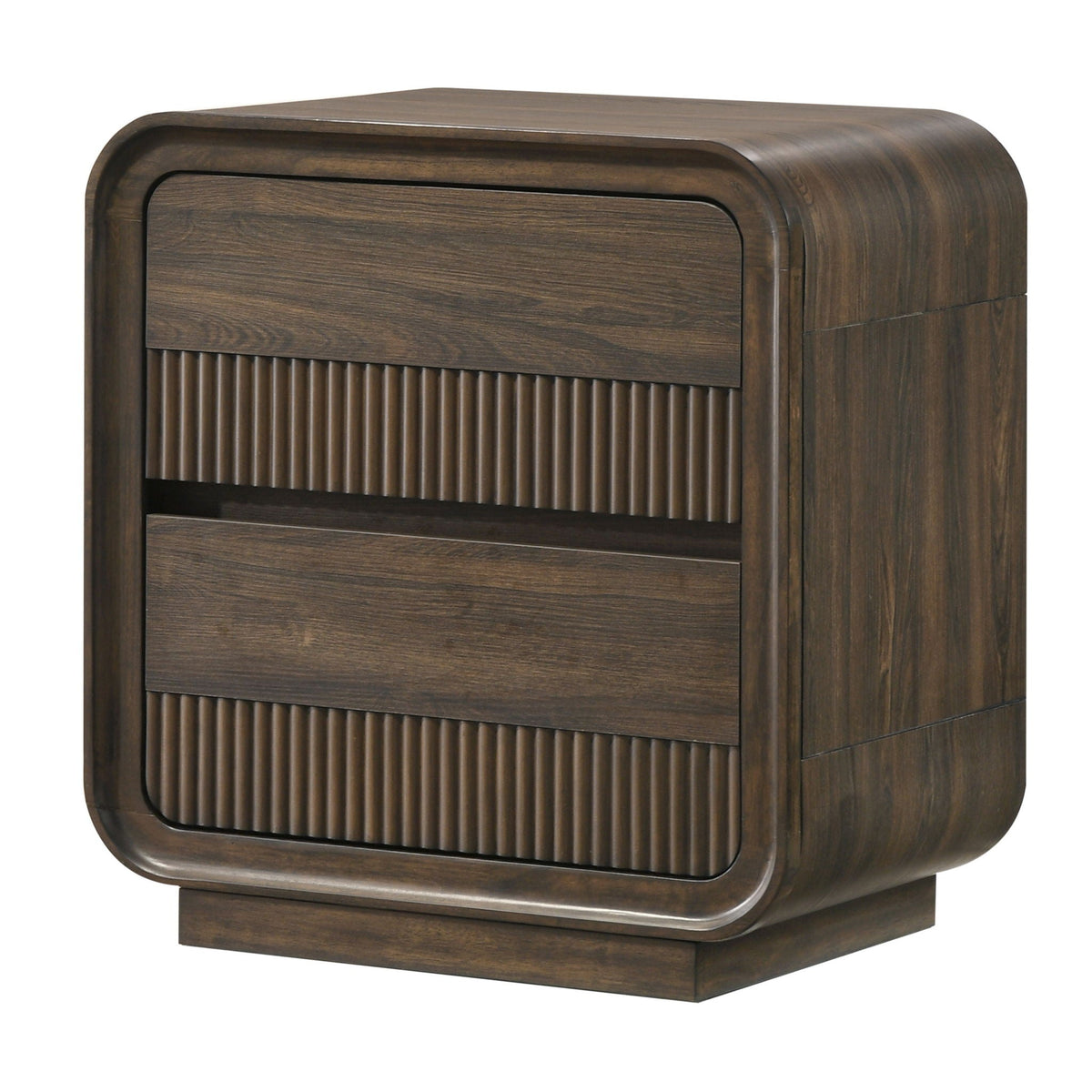 Flair Rounded Edges Nightstand, 2 Drawer Storage - Brown by Unique Piece Furniture