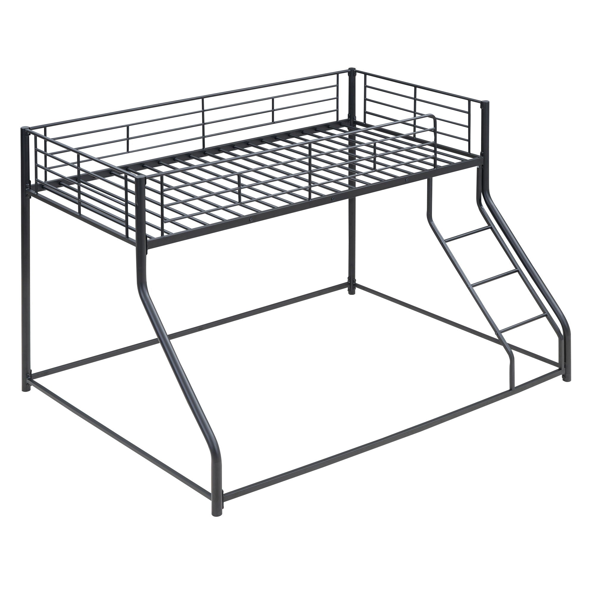 Metal Floor Bunk Bed With Sloped Ladder, Space Saving Design by Unique Piece Furniture