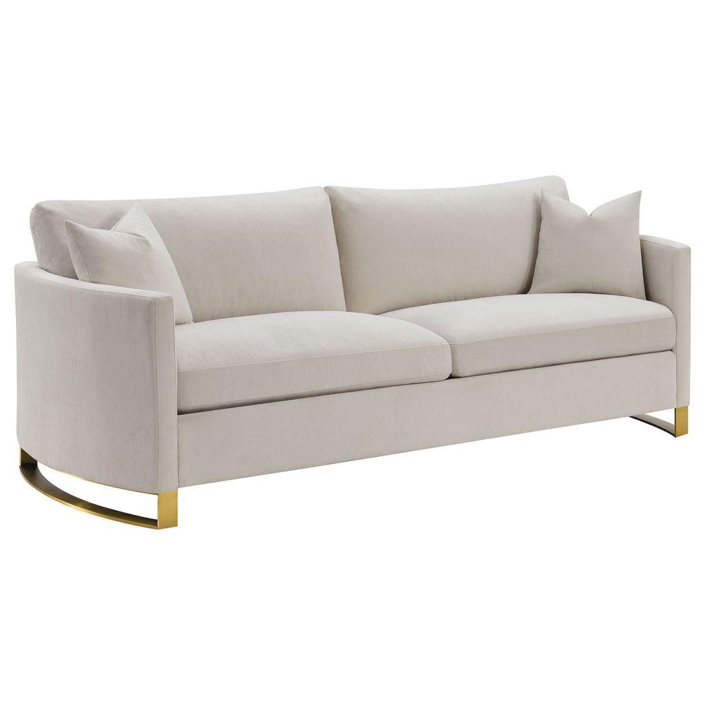 Corliss Upholstered Curved Track Arm Sofa Beige by Unique Piece Furniture