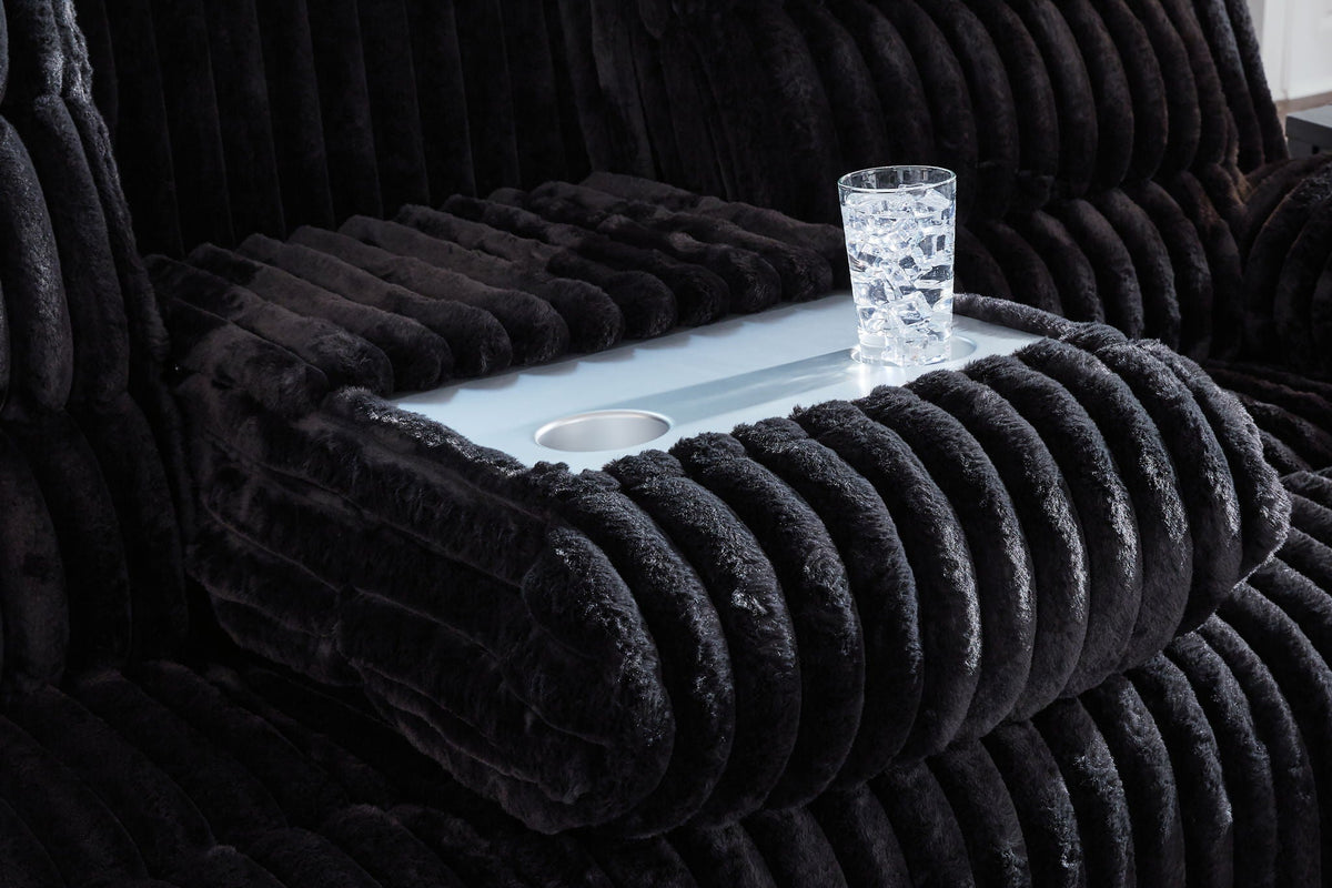 Rhine Falls - Reclining Power Sofa With Drop Down Table - Onyx by Unique Piece Furniture